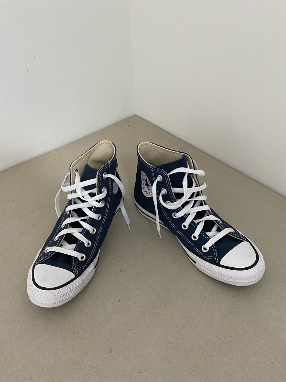 Converse Navy and White High Top Sneakers